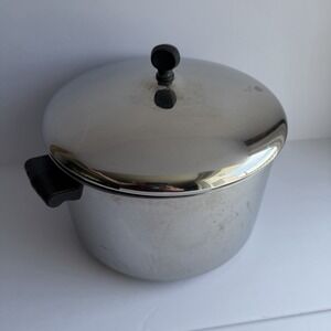 Vintage Farberware 8 Qt Stock Pot with Lid Stainless Steel Aluminum Clad